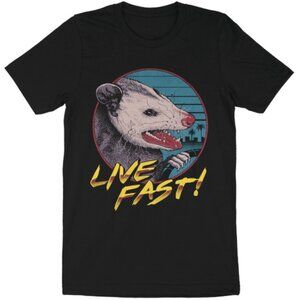 Live Fast Eat Trash Shirt Funny Raccoon Opossum Meme Graphic Comedy T-Shirt 103